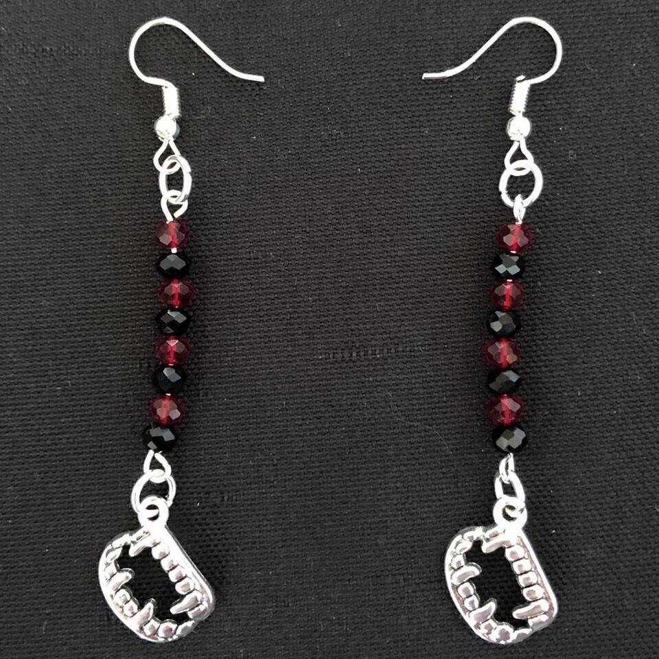 Beaded Buddies: Vampire Fang Gothic Earrings