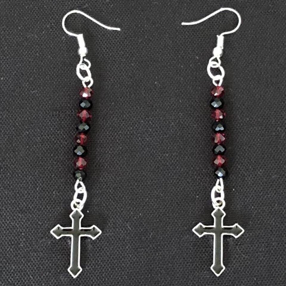 Beaded Buddies: Vampire Cross Gothic Earrings