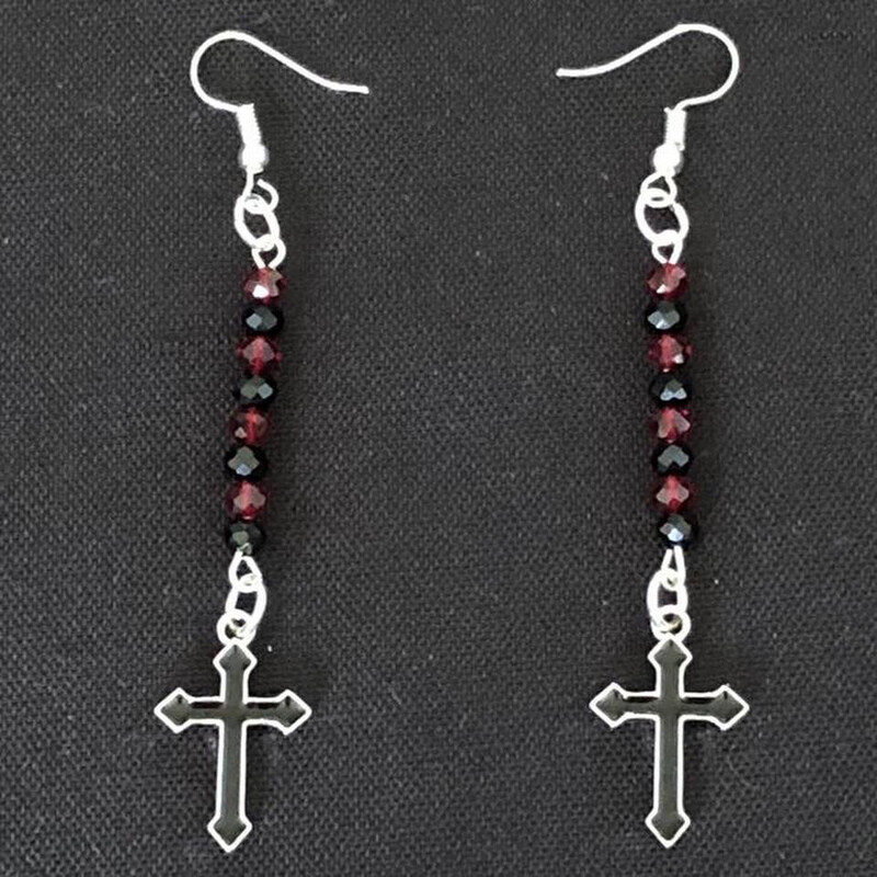 Beaded Buddies: Vampire Cross Gothic Earrings