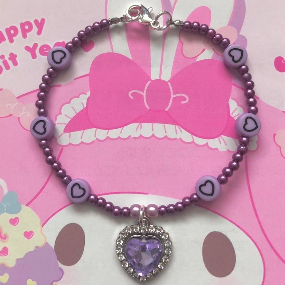 Lavender Heart Kawaii Bracelet
