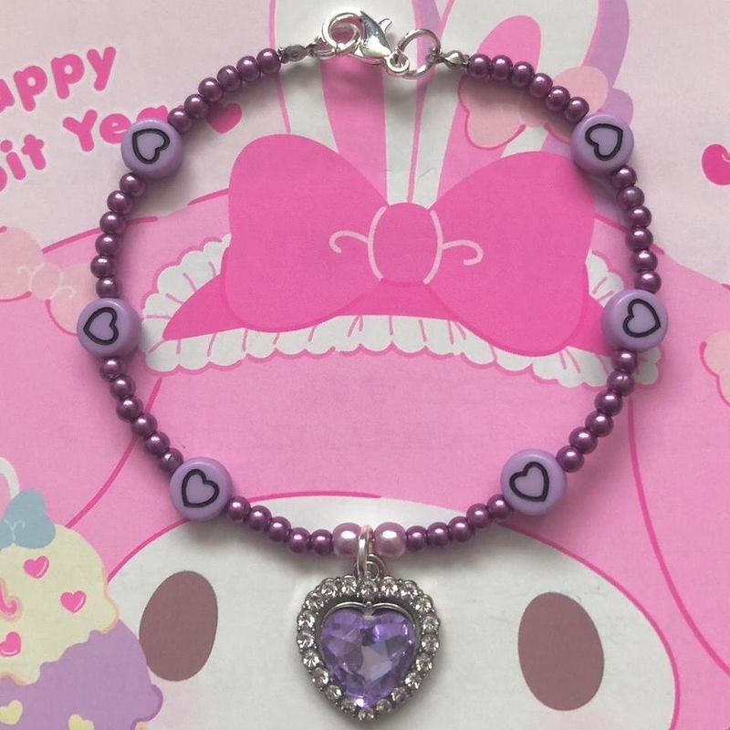 Lavender Heart Kawaii Bracelet