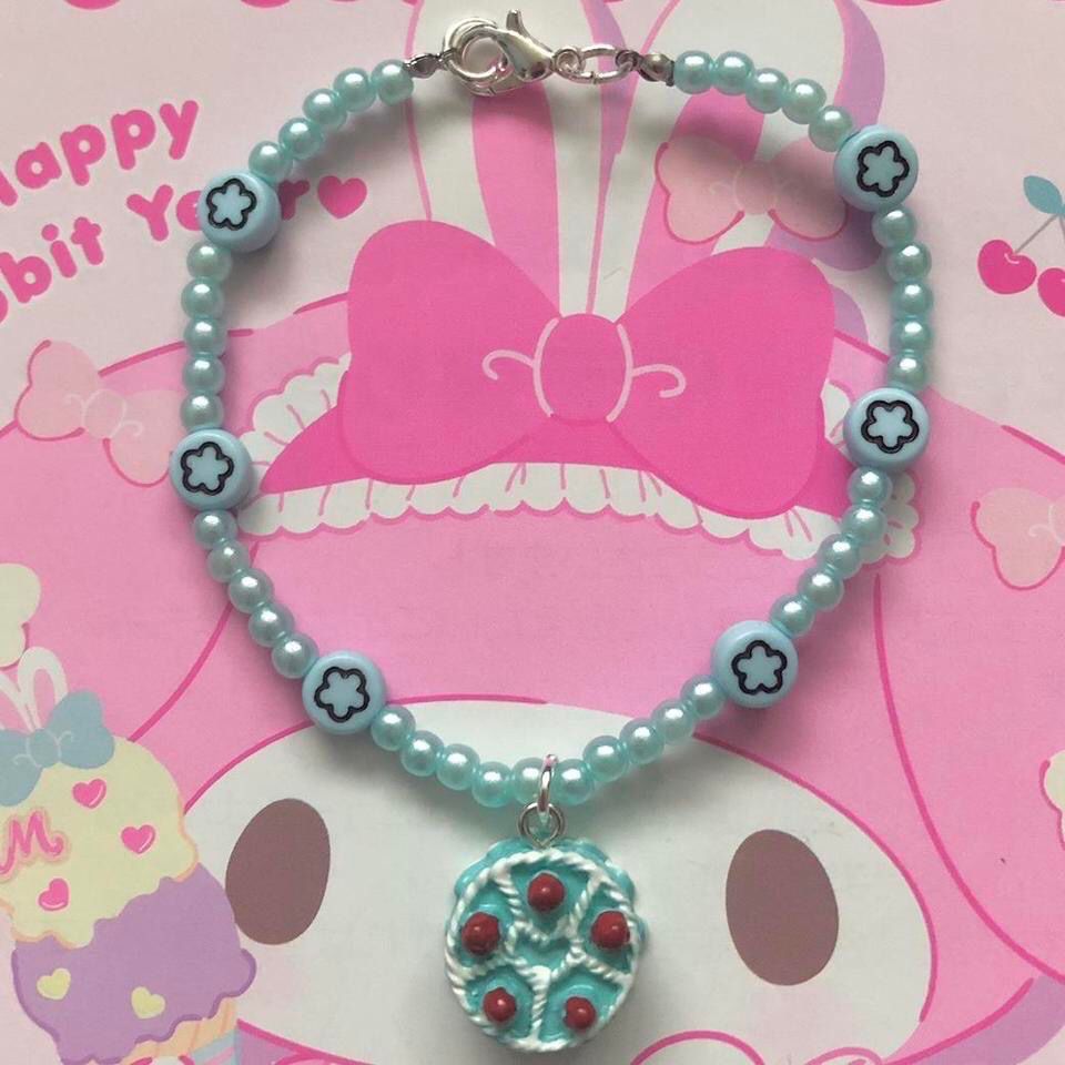 Kawaii Patisserie Aqua Beaded Bracelet