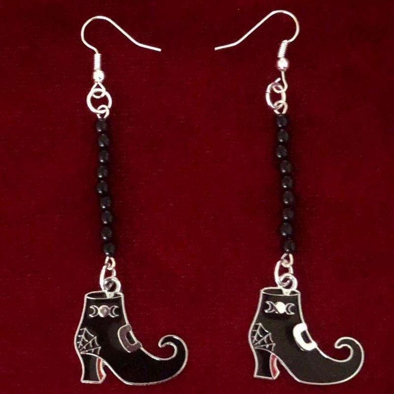 Witchy Boots Gothic Earrings