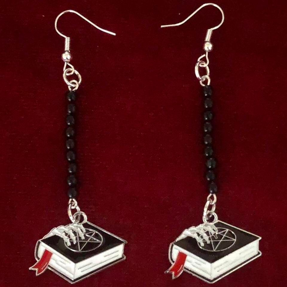 Pentagram Book Of Spells Gothic Earrings
