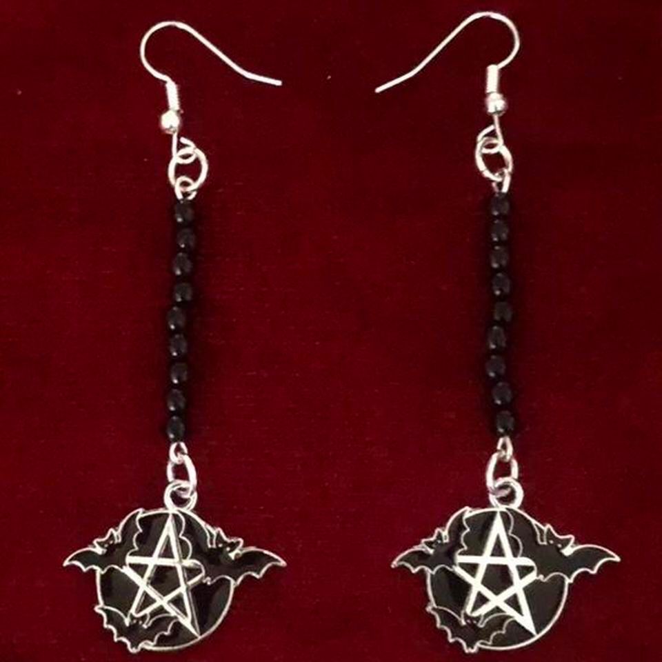 Nocturnal Pentagrams Gothic Earrings