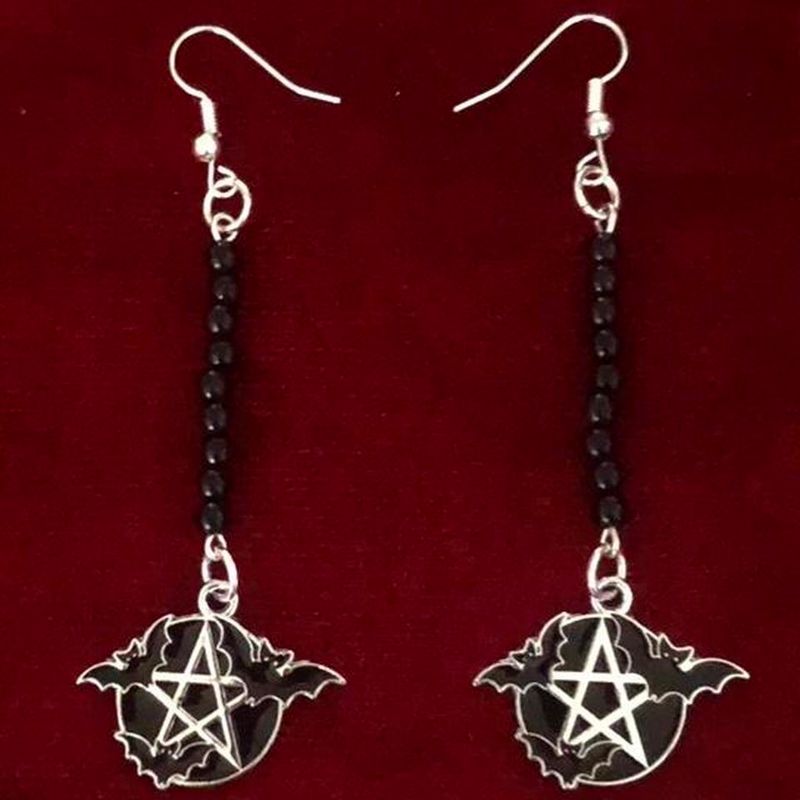 Nocturnal Pentagrams Gothic Earrings