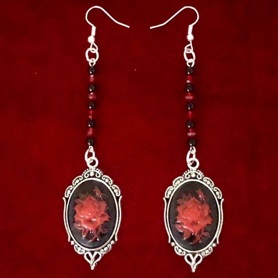 Cameo Rose Gothic Earrings