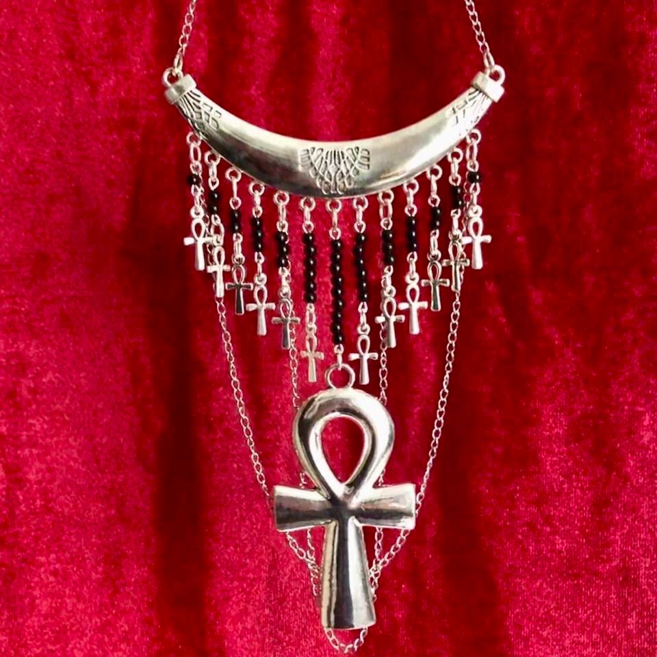 Egyptian Ankhs Galore Gothic Necklace (Silver)