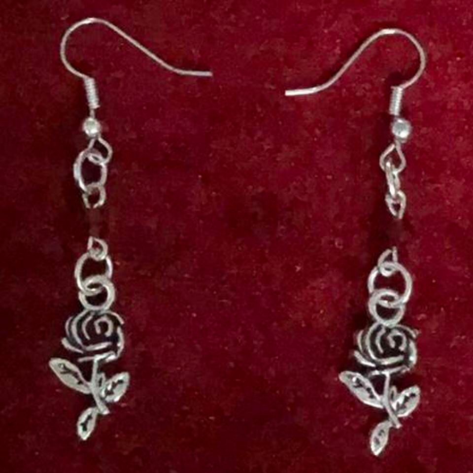 Silver Rose Gothic Earrings