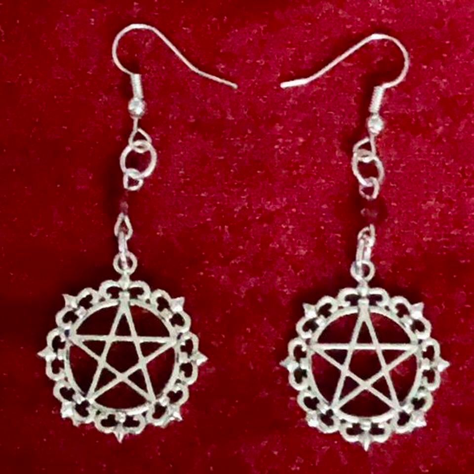 Silver Pentagram Gothic Earrings