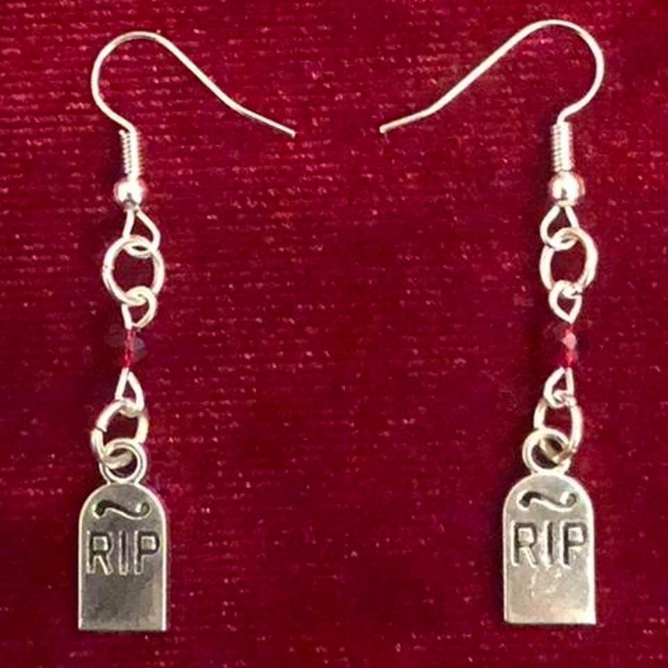 RIP Tombstone Gothic Earrings