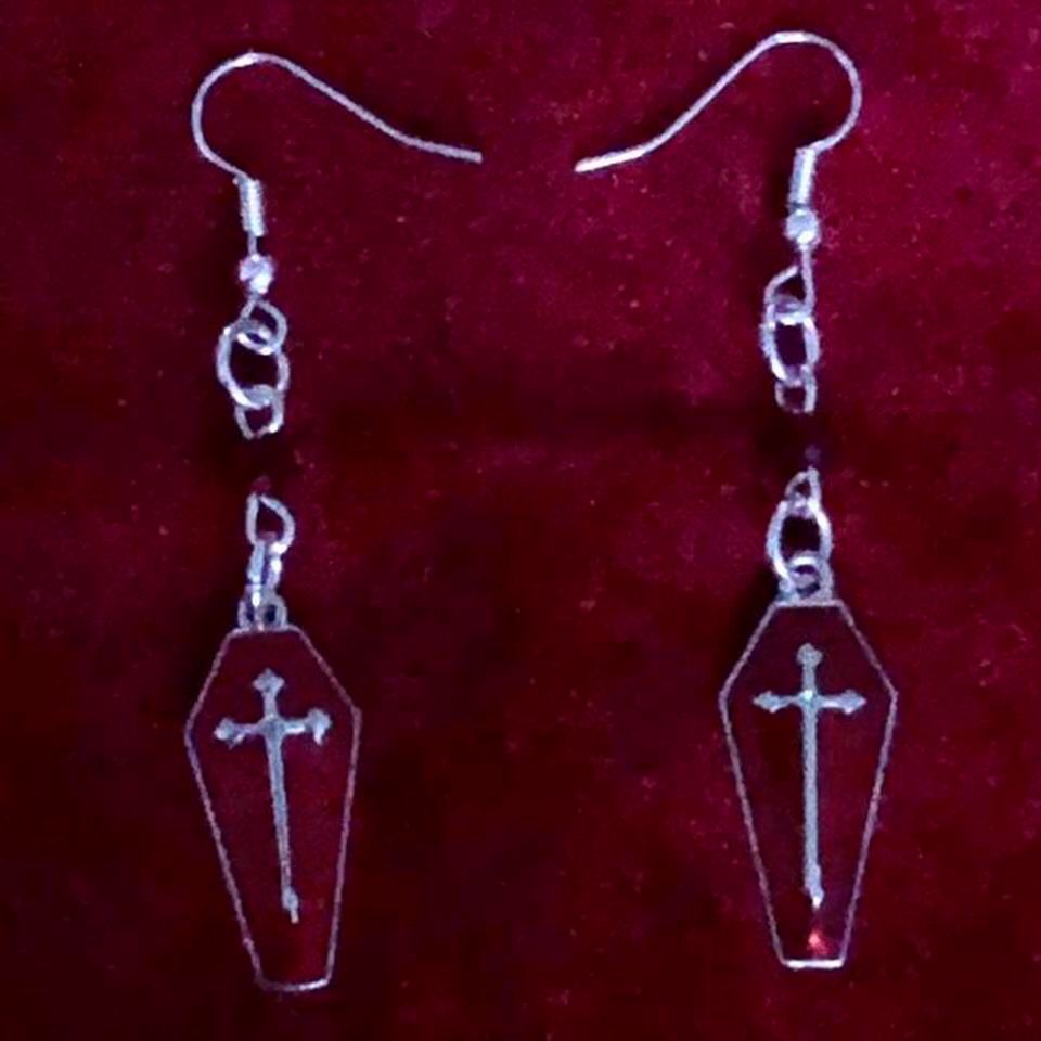 Red Coffin Gothic Earrings