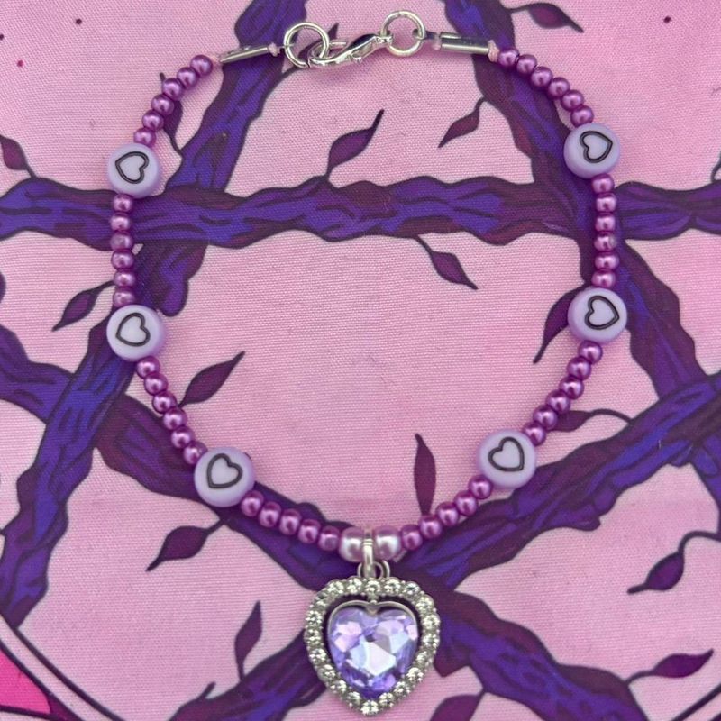 Lavender Heart Kawaii Bracelet