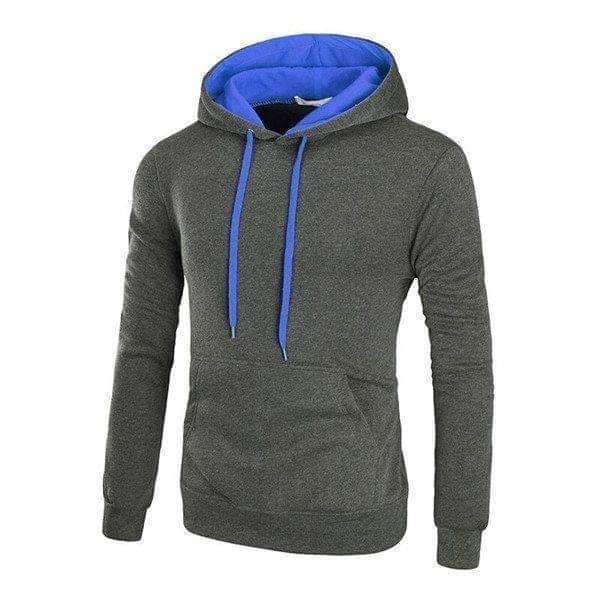 Sudadero liso con bolsas | gris oscuro/azul | S M L
