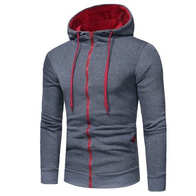 Sudadero de zíper | Gris Oscuro / Rojo | Talla L