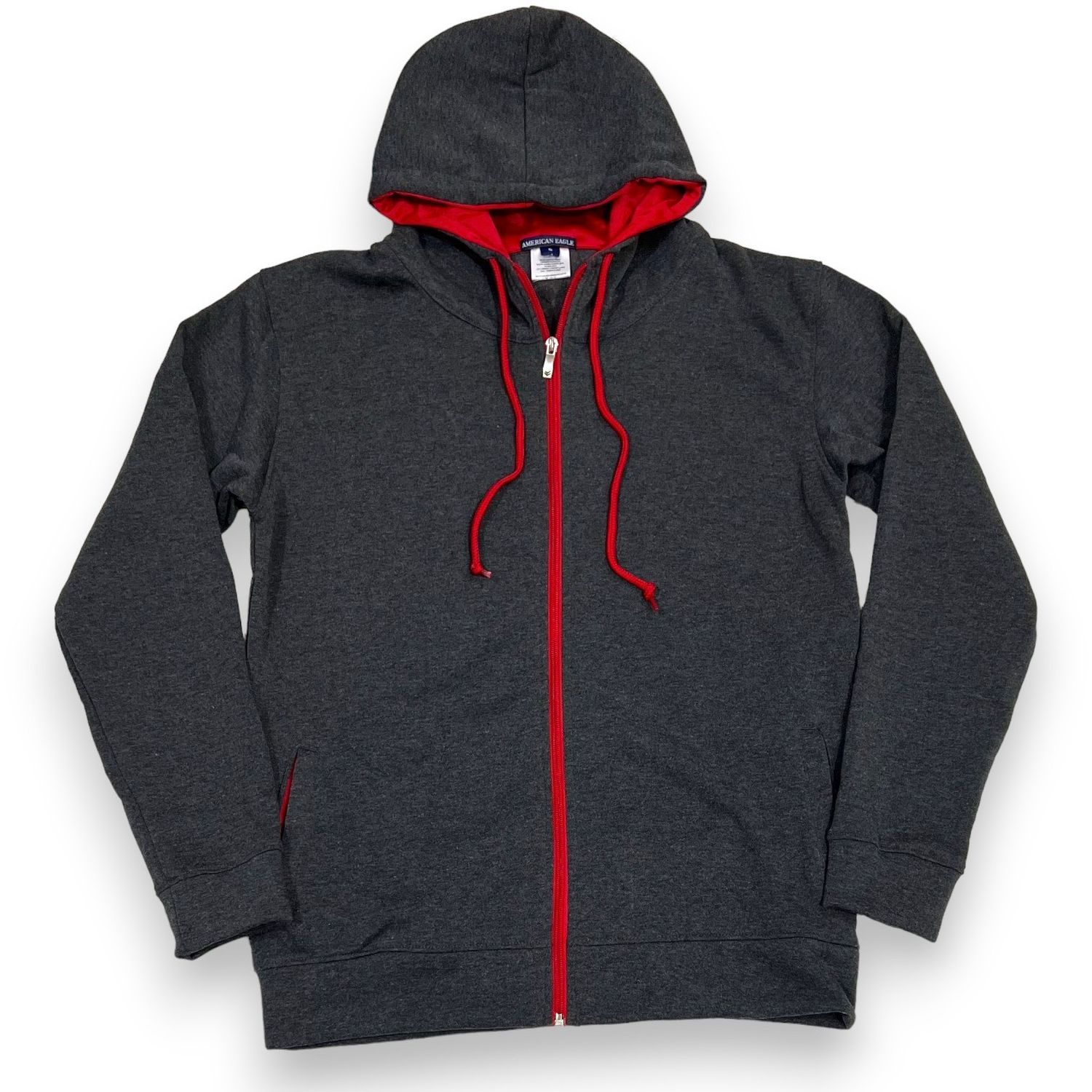 Sudadero de zíper | Gris Oscuro / Rojo | Talla L