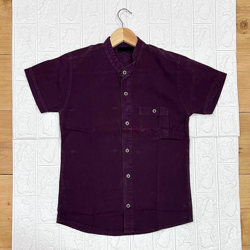 Camisa de LONA cuello CHINO | corinta uva | S - M