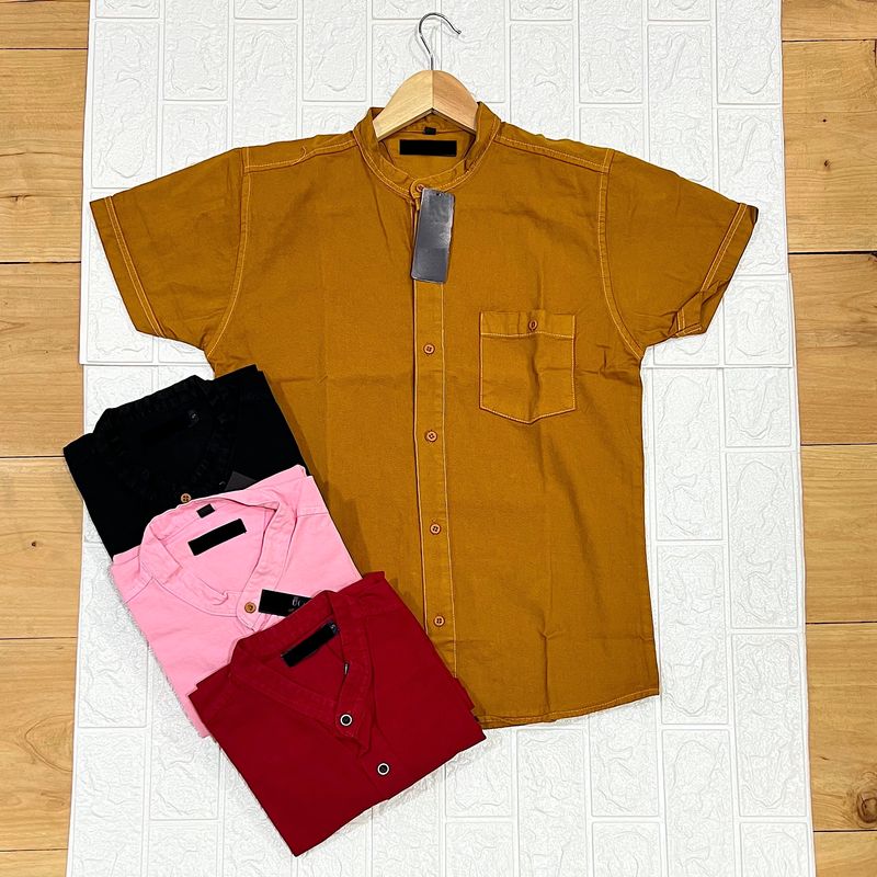 Camisa de LONA cuello CHINO | mostaza | S - M - L
