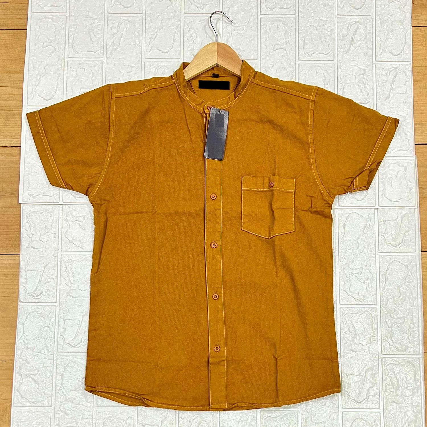 Camisa de LONA cuello CHINO | mostaza | S - M - L