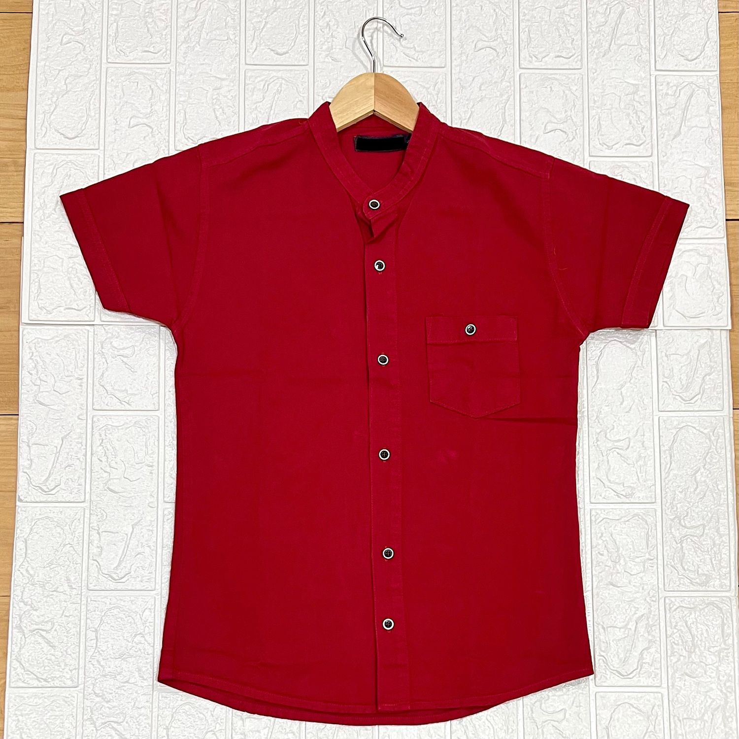 Camisa de LONA cuello CHINO | roja | S - L