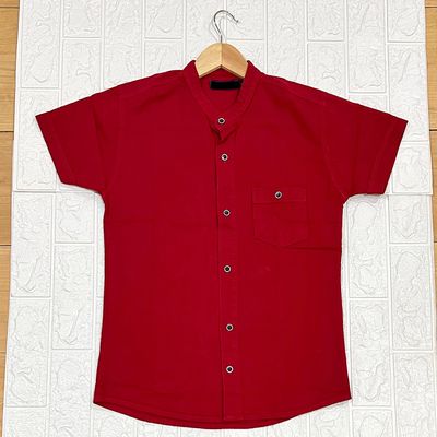 Camisa de LONA cuello CHINO | roja | S - L
