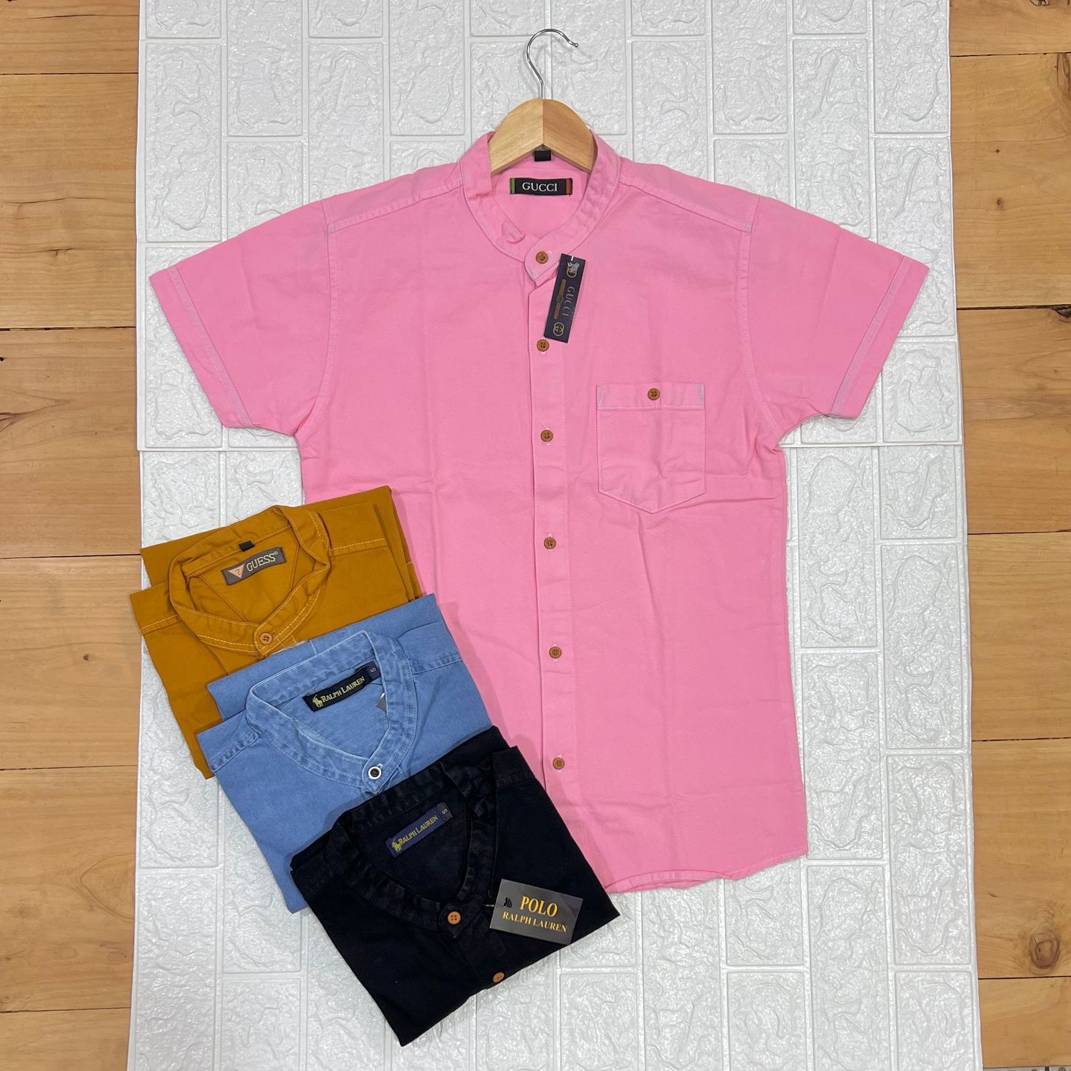 Camisa de LONA cuello CHINO | rosado intenso | Small