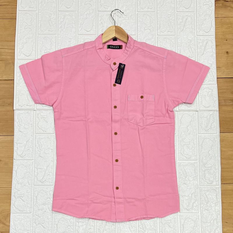 Camisa de LONA cuello CHINO | rosado intenso | Small