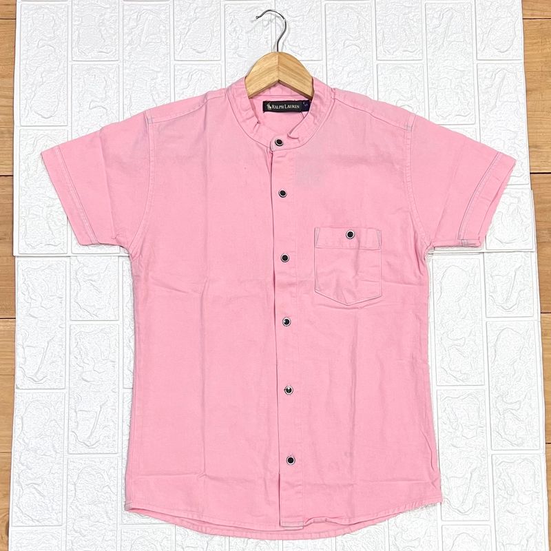 Camisa de LONA cuello CHINO | rosa | S