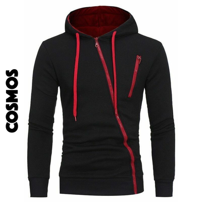 Sudadero Zíper Cruzado | negro / rojo | Tallas S M L