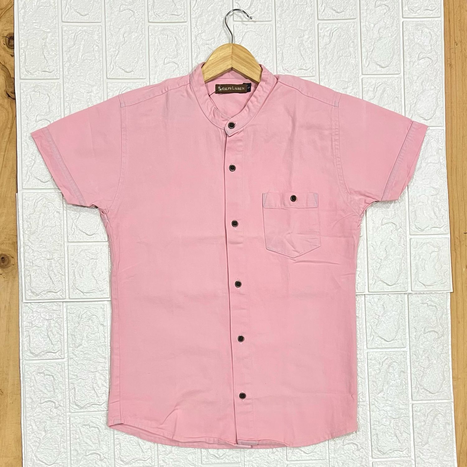 Camisa de LONA cuello CHINO | rosa vintage | Small