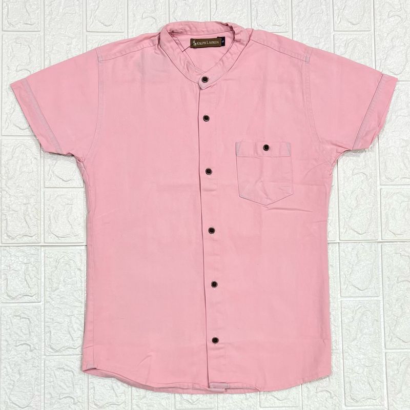 Camisa de LONA cuello CHINO | rosa vintage | Small