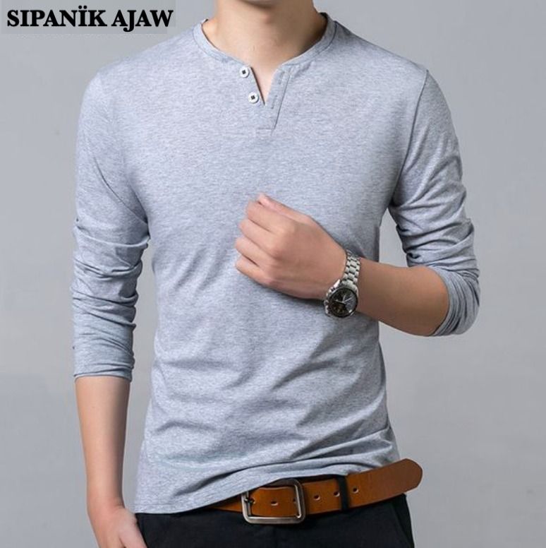 TSHIRT | detalle cuello y botones | S  L | Gray