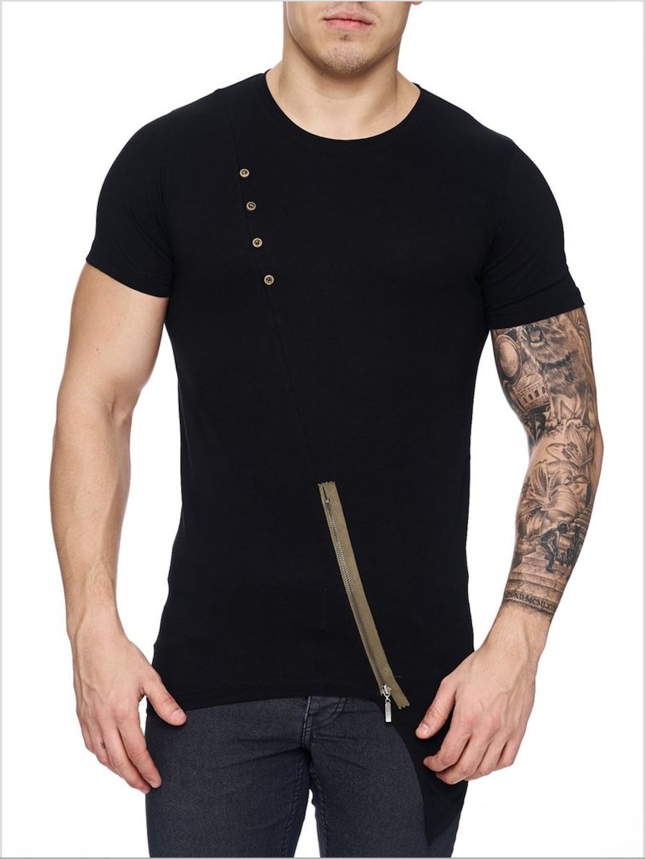 TSHIRT | detalles botoncitos y zíper | S | black