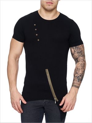 TSHIRT | detalles botoncitos y zíper | S | black