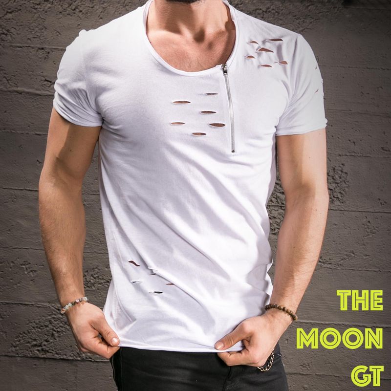 TSHIRT | detalles agujeritos y zíper | S M L | white