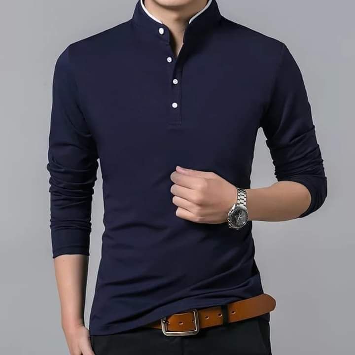 TSHIRT | detalles botones cuello chino | Small | blue