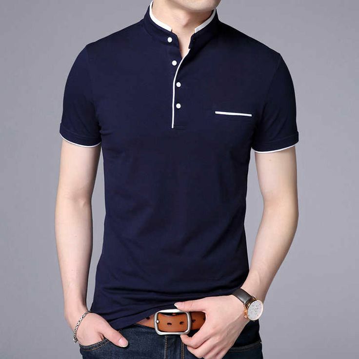 TSHIRT | detalles botones cuello chino | S M | blue