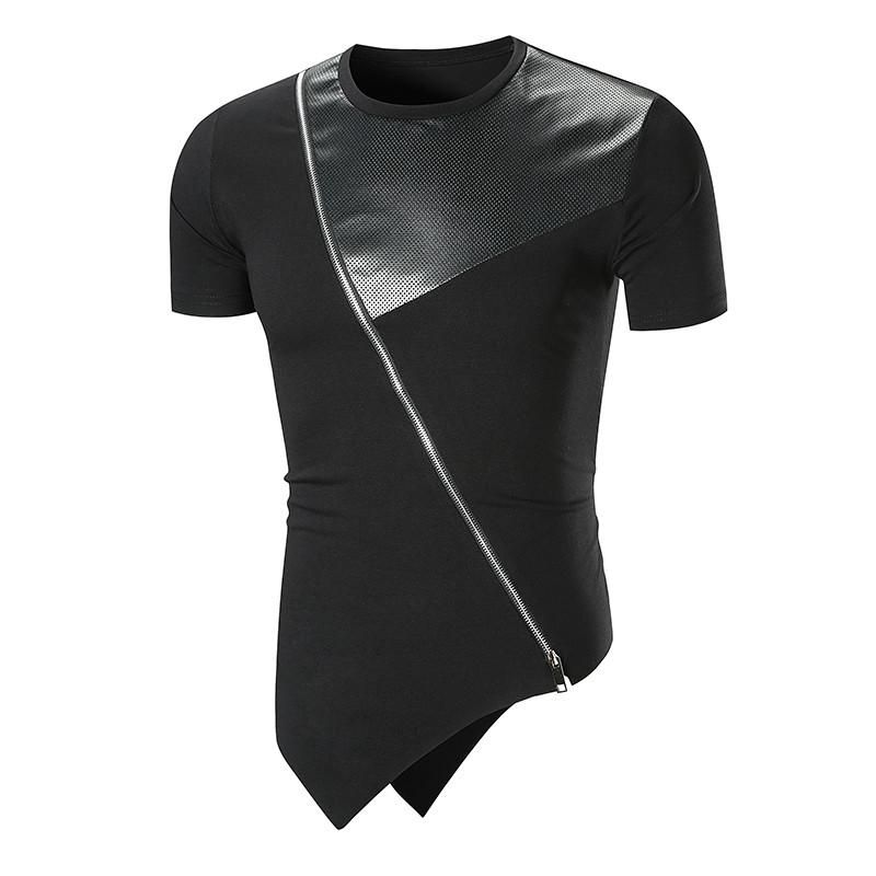 TSHIRT | detalle cuerina y zíper cruzado | Medium | Black