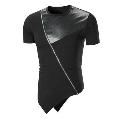 TSHIRT | detalle cuerina y zíper cruzado | Medium | Black