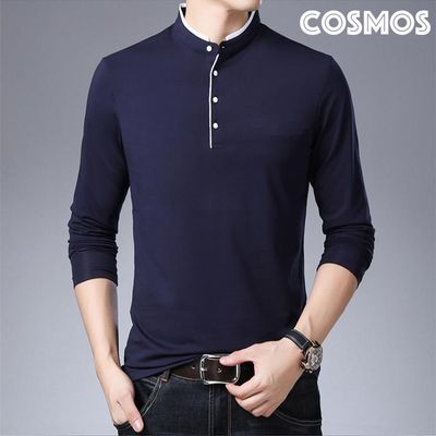 TSHIRT | detalles botones cuello chino-manga larga | Small | blue