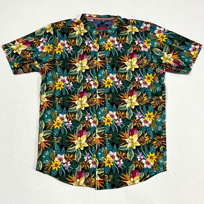 Camisa Hawaiana Cuello Chino | floreada | S - M - L