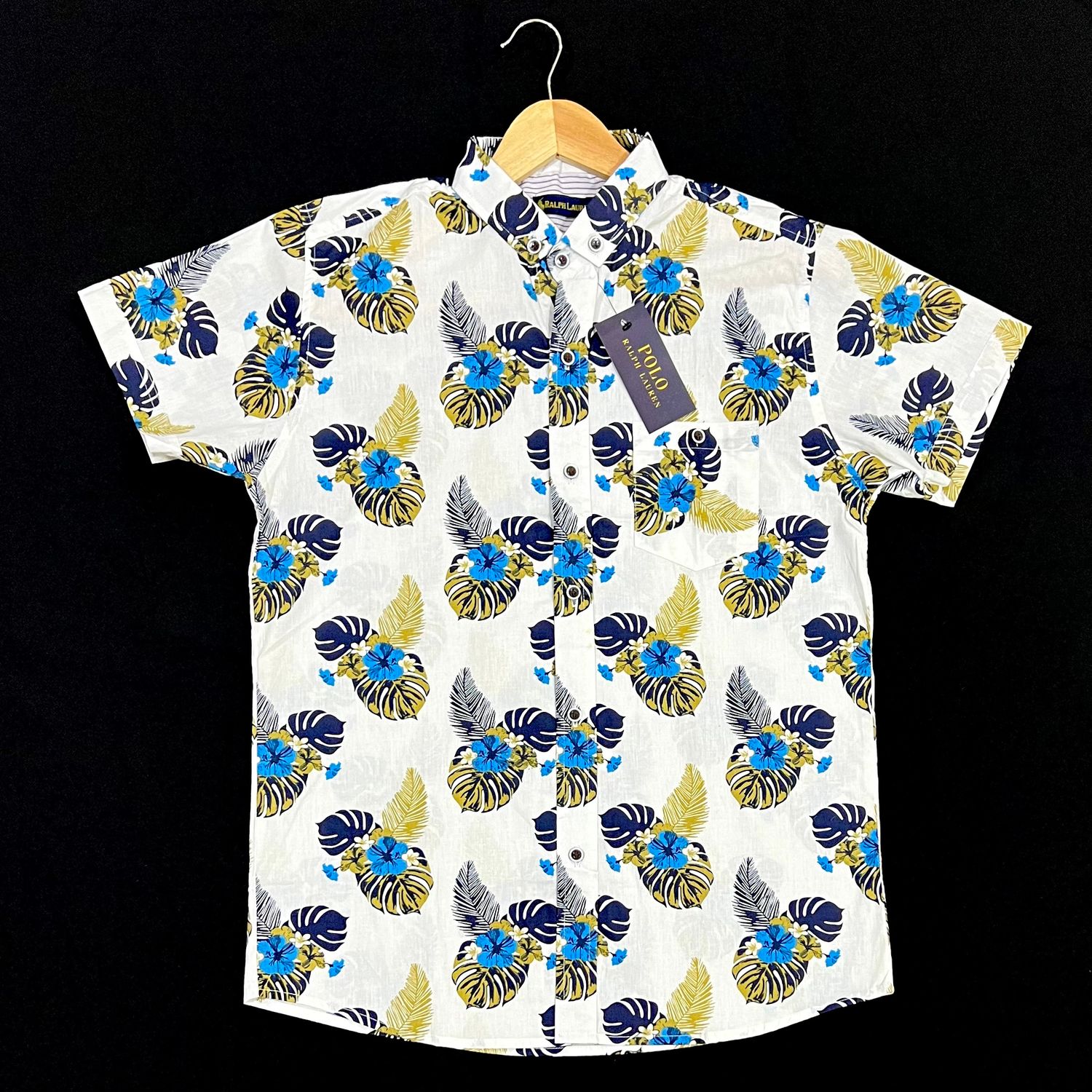 Camisa Cuello CHINO | hojas y flores - dorado | Large