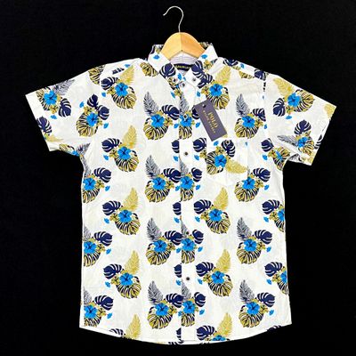 Camisa Cuello CHINO | hojas y flores - dorado | Large