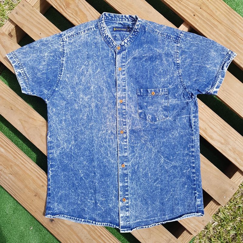Camisa de LONA cuello CHINO | diseño gastado  | S - M
