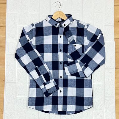 Camisa Cuadriculada azul Cuello CHINO | S - M - L