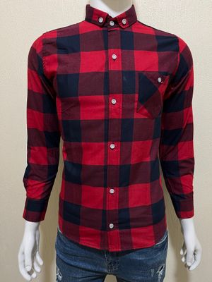 Camisa Cuadriculada roja/azul Cuello CHINO | S - M - L