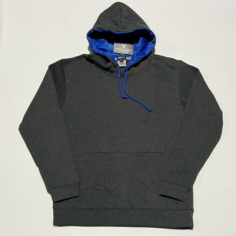 Sudadero liso con bolsas | gris oscuro/azul | S M L