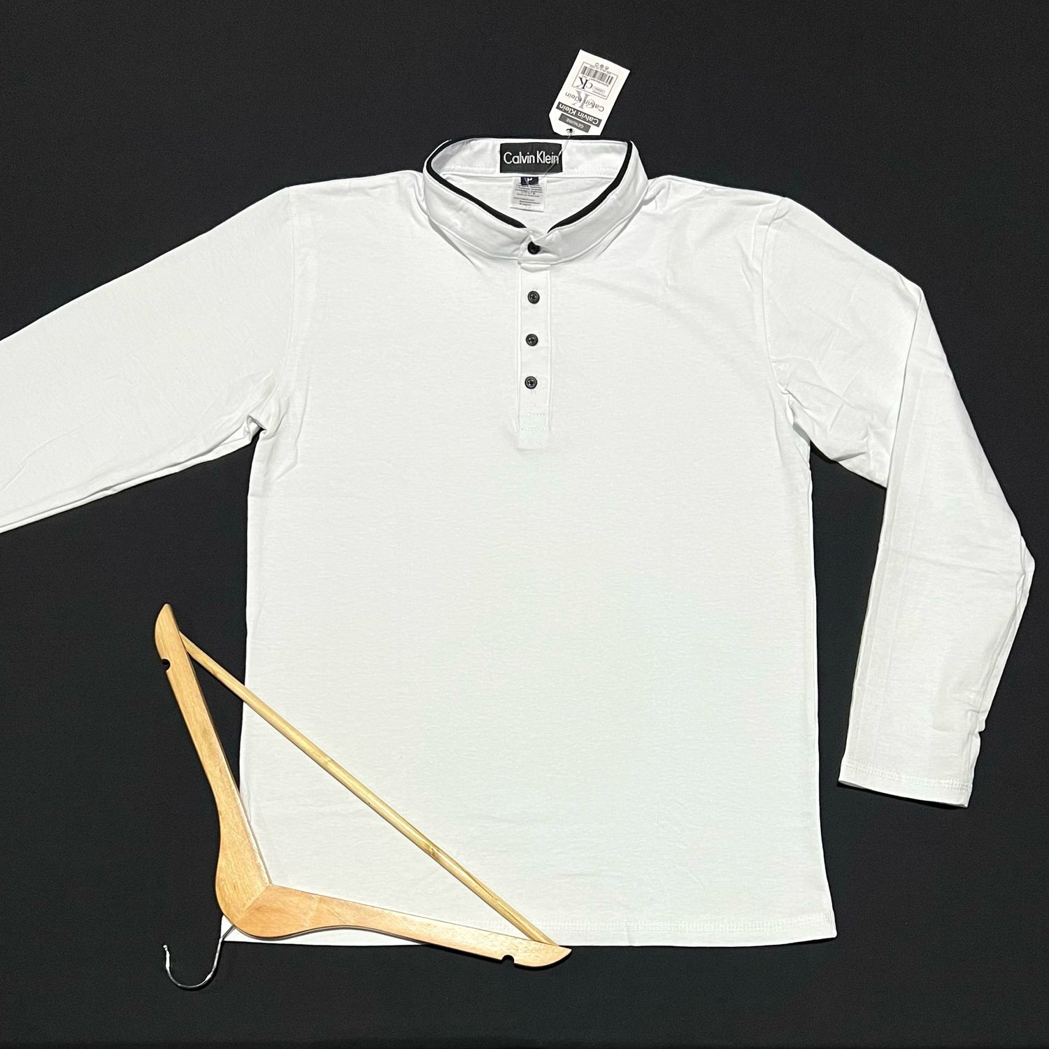 TSHIRT | detalles botones cuello chino | Small | white