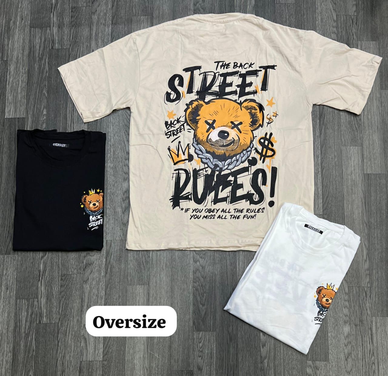 OVERSIZE - Street Rules - beige | M L