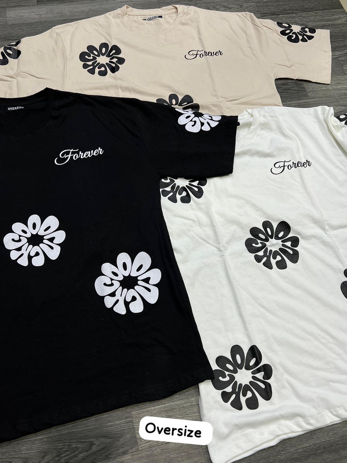 OVERSIZE - Forever Flores - negra | M L